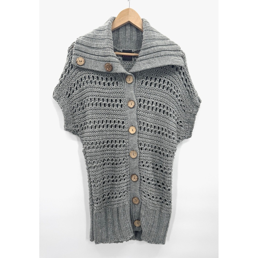 VTG Y2K Bebe Medium Cardigan Short Sleeve Knit Sparkle Chunky Retro 90s Layers